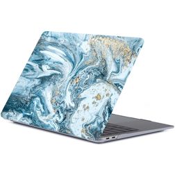 Mobigear Marble MacBook Air 13 Zoll (2018-2020) Hardcase Hülle MacBook Case - Weiß / Blau - Model A1932 / A2179 / A2337