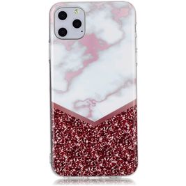 Mobigear Marble iPhone 11 Pro Hülle Flexibles TPU Backcover - Weiß / Rot