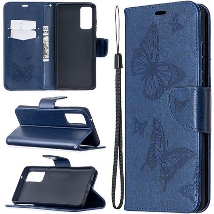 Mobigear Butterfly Samsung Galaxy S21 Hülle Klapphülle Geldbörse - Blau