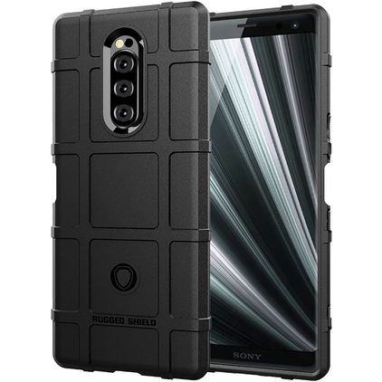 Mobigear Rugged Shield Sony Xperia 1 Hülle Flexibles TPU Backcover Stoßfest - Schwarz