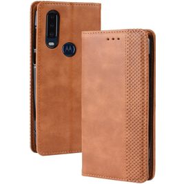 Mobigear Sensation Motorola One Action Hülle Klapphülle Geldbörse - Cognac