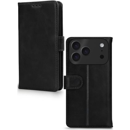 Mobilize Wallet iPhone 17 Pro Hülle Echtes Leder Klapphülle Geldbörse - Schwarz