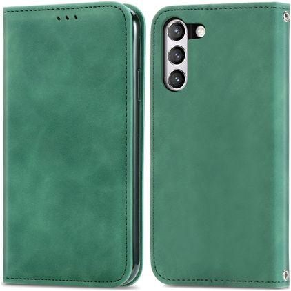 Mobigear Retro Slim Samsung Galaxy S21 FE Hülle Klapphülle Geldbörse - Grün