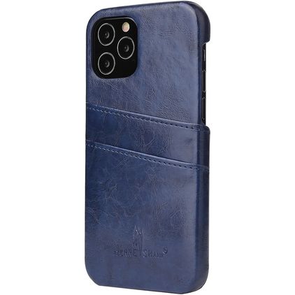 Fierre Shann Premium Card iPhone 12 Mini Backcover mit Kartenfach - Blau
