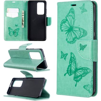 Mobigear Butterfly Huawei P40 Pro Klapphülle Portemonnaie - Türkis