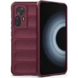 Mobigear Bumpy Xiaomi 12T Hülle Flexibles TPU Backcover - Weinrot