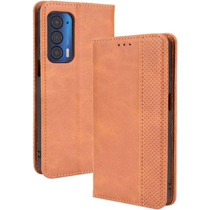 Mobigear Sensation Motorola Edge (2021) Hülle Klapphülle Geldbörse - Cognac