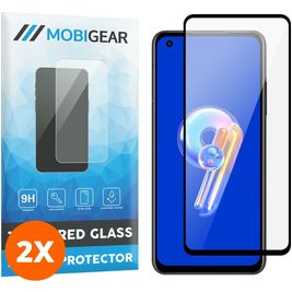 Mobigear Premium ASUS Zenfone 9 Panzerglas Gehärtetes Glas Displayschutz - Hüllenfreundlich - Schwarz (2er Pack)
