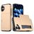 Mobigear Card iPhone 16 Hülle Hardcase Backcover Stoßfest mit Kartenhalter - Gold