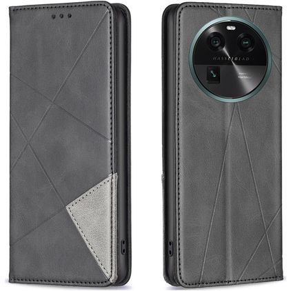 Mobigear Rhombus Slim OPPO Find X6 Hülle Klapphülle - Schwarz