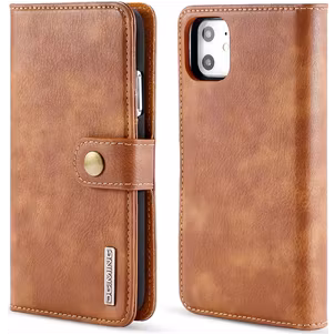 Mobigear Snap Button iPhone 11 Hülle Abnehmbare 2in1 Klapphülle Geldbörse - Braun