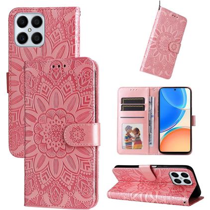 Mobigear Sunflower HONOR X8 Hülle Klapphülle Geldbörse - Magenta