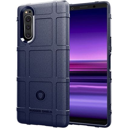 Mobigear Rugged Shield Sony Xperia 5 Hülle Flexibles TPU Backcover Stoßfest - Blau