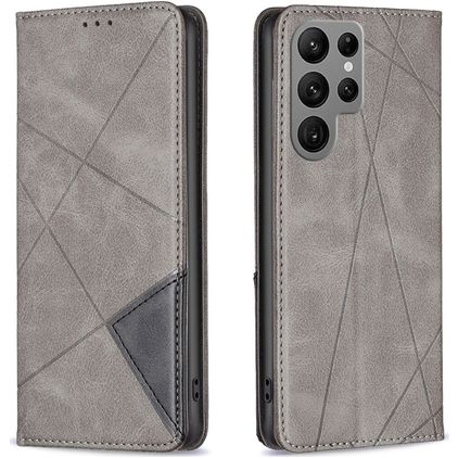 Mobigear Rhombus Slim Samsung Galaxy S25 Ultra Hülle Klapphülle - Grau