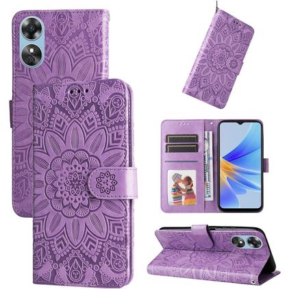 Mobigear Sunflower OPPO A17 Hülle Klapphülle Geldbörse - Lila