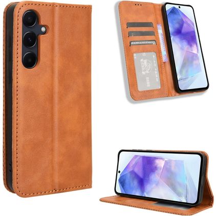 Mobigear Sensation Samsung Galaxy A35 Hülle Klapphülle Geldbörse - Braun