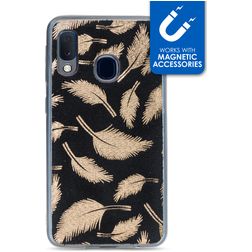 My Style Magneta Samsung Galaxy A20e Hülle Flexibles TPU Backcover - Golden Feathers