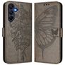 Mobigear Flowers Samsung Galaxy A17 Hülle Klapphülle Geldbörse - Grau