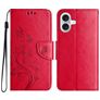 Mobigear Flowers iPhone 16 Hülle Klapphülle Geldbörse - Rot