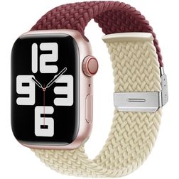 Mobigear Braided Dual Nylon Apple Watch Armband Klappschließe - 49/46/45/44 mm - Weinrot / Polarstern