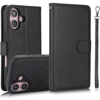 Mobigear Wallet iPhone 16 Plus Hülle Abnehmbare 2in1 Klapphülle Geldbörse - Schwarz