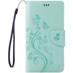 Mobigear Flowers iPhone 8 Hülle Klapphülle Geldbörse - Türkis