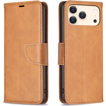 Mobigear Excellent iPhone 18 Pro Hülle Klapphülle Geldbörse - Cognac