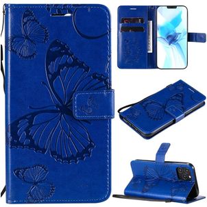 Mobigear Butterfly iPhone 12 Hülle Klapphülle Geldbörse - Blau