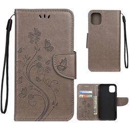 Mobigear Flowers iPhone 11 Hülle Klapphülle Geldbörse - Grau