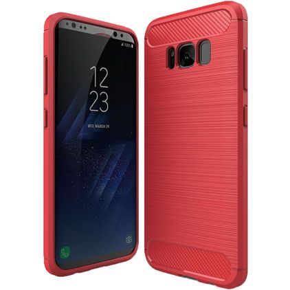 Mobigear Brushed Slim Samsung Galaxy S8 Hülle Flexibles TPU Backcover - Rot