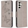 Mobigear Butterfly Samsung Galaxy S23 FE Hülle Klapphülle Geldbörse - Grau