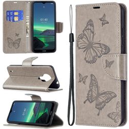 Mobigear Butterfly Nokia 1.4 Hülle Klapphülle Geldbörse - Grau