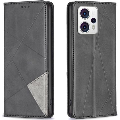 Mobigear Rhombus Slim Motorola Moto G53 5G Hülle Klapphülle - Schwarz