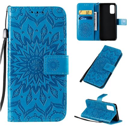 Mobigear Sunflower Samsung Galaxy S20 Hülle Klapphülle Geldbörse - Blau