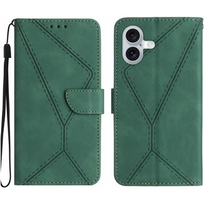 Mobigear Stitch iPhone 17 Hülle Klapphülle Geldbörse - Grün