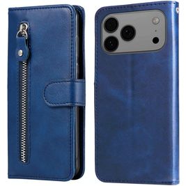 Mobigear Zipper iPhone 17 Pro Max Hülle Klapphülle Geldbörse - Blau