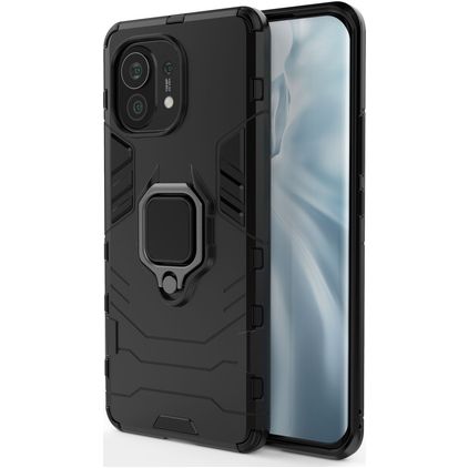 Mobigear Armor Ring Xiaomi Mi 11 Hardcase Backcover Shockproof mit Ringhalter - Schwarz