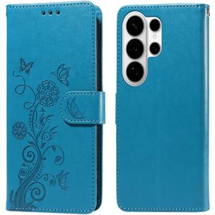 Mobigear Flowers Samsung Galaxy S26 Ultra Hülle Klapphülle Geldbörse - Blau