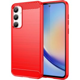 Mobigear Brushed Slim Samsung Galaxy A35 Hülle Flexibles TPU Backcover - Rot