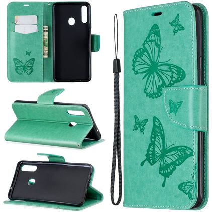 Mobigear Butterfly Samsung Galaxy A20s Hülle Klapphülle Geldbörse - Türkis