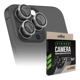 Striker Single Lens iPhone 15 Pro Max Panzerglas Gehärtetes Glas Kameralinsen Schutz - Hüllenfreundlich - Schwarz