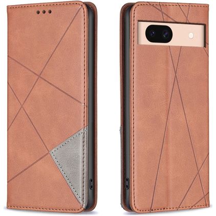 Mobigear Rhombus Slim Google Pixel 8a Hülle Klapphülle - Braun