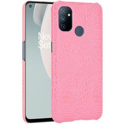 Mobigear Croco OnePlus Nord N100 Hülle Hardcase Backcover - Pink