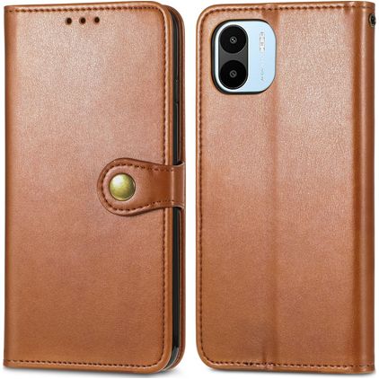 Mobigear Snap Button Xiaomi Redmi A1 4G Hülle Klapphülle Geldbörse - Braun
