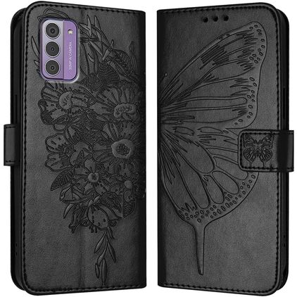 Mobigear Butterfly Nokia G42 Hülle Klapphülle Geldbörse - Schwarz