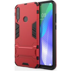 Mobigear Armor Stand Huawei Y6p Hülle Hardcase Backcover Stoßfest mit Ständer - Rot