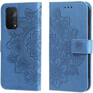 Mobigear Flowers OPPO A74 5G Hülle Klapphülle Geldbörse - Blau
