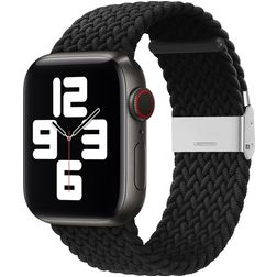 Mobigear Braided Nylon Apple Watch Armband Klappschließe - 49/46/45/44 mm - Schwarz