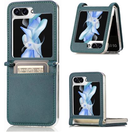 Mobigear Excellent Samsung Galaxy Z Flip 5 Hülle Hardcase Backcover mit Kartenhalter - Grün