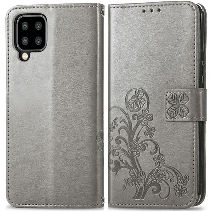 Mobigear Clover Samsung Galaxy A22 5G Hülle Klapphülle Geldbörse - Grau